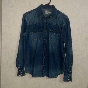 Boys Cinch Denim Pearl Snap Shirt XL 14